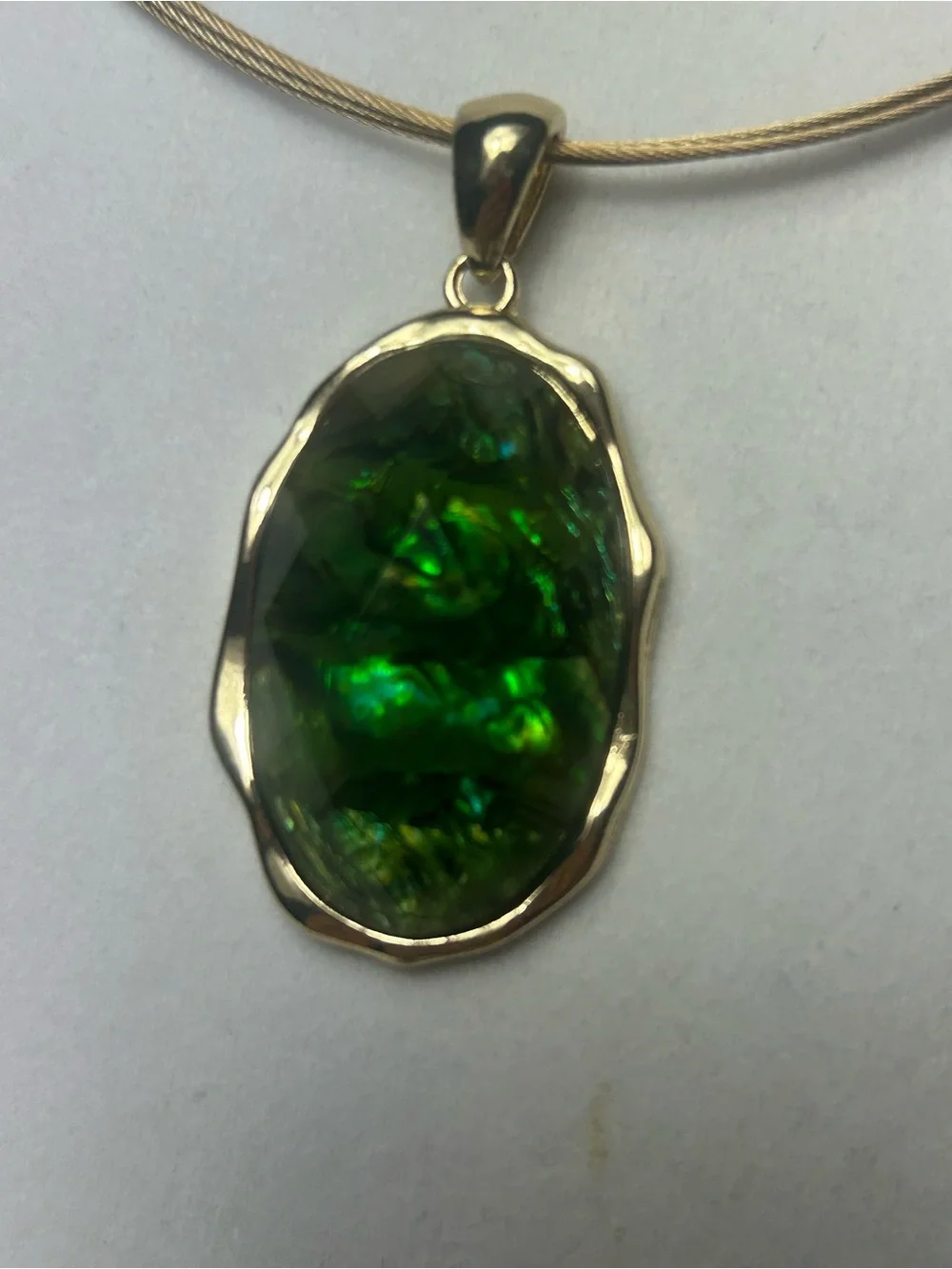 Green gold statement stone chunky necklace